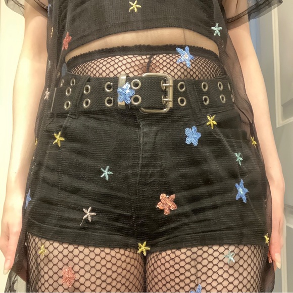 NEW BEAUTIFUL RARE CELESTIAL STAR EMBROIDERY BLACK MESH DRESS - Picture 9 of 15